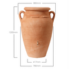 Image of Terracotta 360L Antique Amphora MiniTank with dimensions on a white background