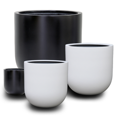 BALCONY LITE White Bullet Pots in multiple sizes black and white