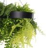 Image of Roof Hanging Disc With Artificial Plants Black Frame 40 cm close up faux fern