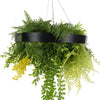 Image of Roof Hanging Disc With Artificial Plants Black Frame 40cm close up