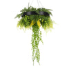 Image of Roof Hanging Disc With Artificial Plants Black Frame 40cm main view