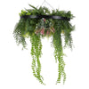 Image of Roof Hanging Disc With Artificial Plants Black Frame 60cm faux pearls with plastic plants