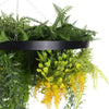 Image of Roof Hanging Disc With Artificial Plants Black Frame 60cm hanging faux pearls and ferns