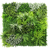 Image of forest floor artificial plant panel with an arrangement of various green plants on a white background