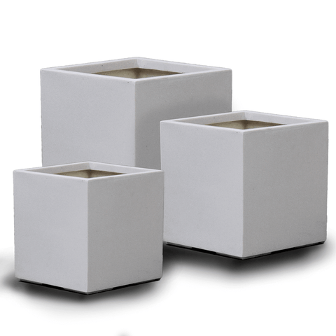 Lightweight Ivory Lite Terrazzo Cube Planter Set of 3