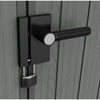 Image of Keter Darwin 4x4 Garden Shed (1.3 x 1.2m) Wood Green Door Knob With Padlock