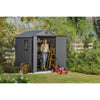 Image of Keter Darwin 6x6 Garden Shed (1.9 x 1.8m) Grey Actual View With Tools