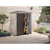 Image of Keter Factor 6 x 3 Garden Shed in The Garden With Tools