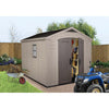 Image of Keter Factor 8 x 11 Garden Shed With Tools In The Garden