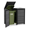 Image of Keter Hideaway Bin Storage Shed 2 Bin With Garbage Bin