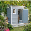 Image of Keter Manor Pent 6x4 Garden Shed In The Garden With Tools