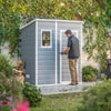 Image of Keter Manor Pent 6x4 Garden Shed With Person Locking The Door