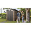 Image of Keter Signature Pent 7x7 Shed - Walnut Look (2.2 x 2.2m) Full View In The Garden