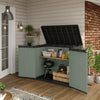 Image of Keter Store It Out Darwin 1150L Green Full View On Patio With Door And Lid Open
