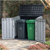 Image of Keter Store It Out Prime Shed 880L With Trash Bins In The Garden