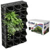 Image of Black gro wall 4.5 vertical garden system with plants and Gro-Wall packaging on a white background