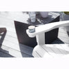 Image of White chair with a cup on a wooden deck