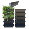 Image of Set of 10 black wallgarden planters with plants on a white background