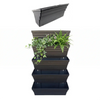 Image of Set of 5 black wallgarden planters with plants on a white background