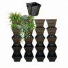 Image of Set of black wallgarden multi hang planters with plants on a white background
