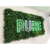 Image of Artificial White Oasis Vertical Garden Panel with LED letter lights mounted on to a white wall