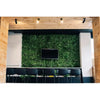Image of Artificial White Oasis Vertical Garden Panel installed on a conference room wall featuring a wooden ceiling with lights and a long table with chairs beneath
