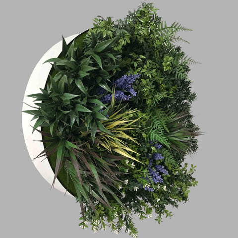 60cm Outdoor Artificial Lavender Green Wall Disc UV Stabilised