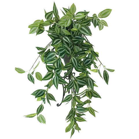 Artificial Hanging Philodendron Bush Mixed White and Green 80cm