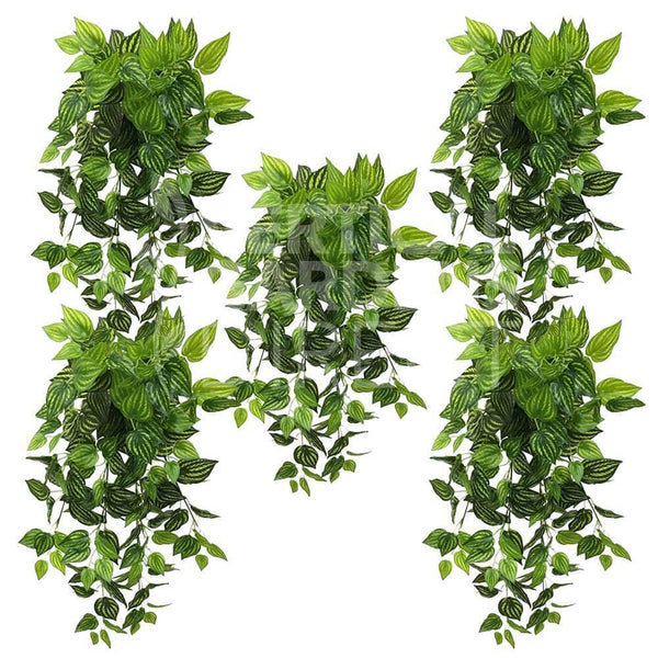 artificial varigated philodendron Artificial Variegated Philodendron Hanging Plant Foliage Bunch 100cm –  Vertical Gardens Direct