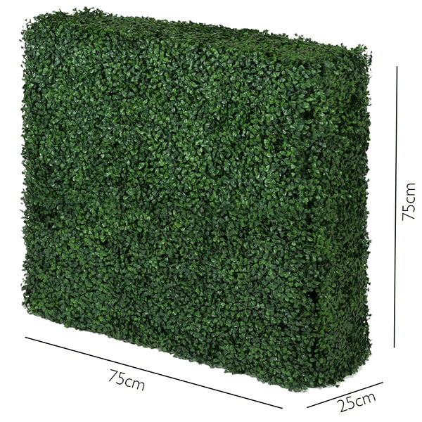 Boxwood Artificial Hedge 75cm x 75cm x 25cm UV Stabilised Vertical