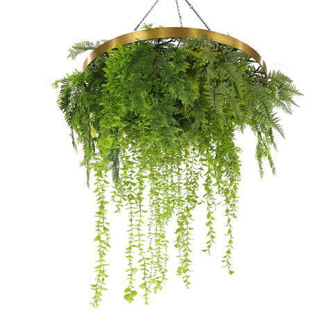 Hanging Gold Disc With Artificial UV Stabilised Foliage 80cm