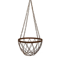 Large Rusted Steel Hanging Basket Bowl - 60cm, Set of 3
