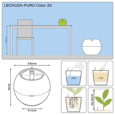 Lechuza Puro 20 Diameter Self Watering Pot - 20cm