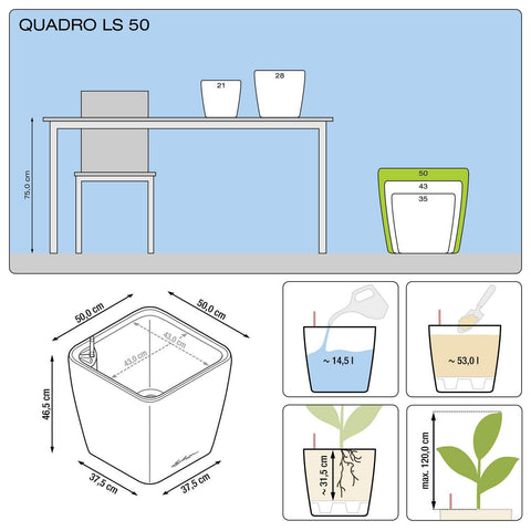 Lechuza Quadro LS 50 Self Watering Pot - 50cm