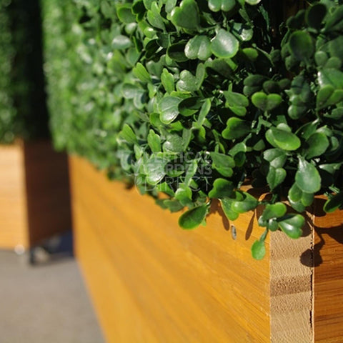 Portable Artificial Boxwood Partition Hedge On Wheels 1m x 1m x 30cm UV Stabilised