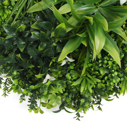 Slimline Flowering White Artificial Green Wall Disc UV Resistant 50cm - White