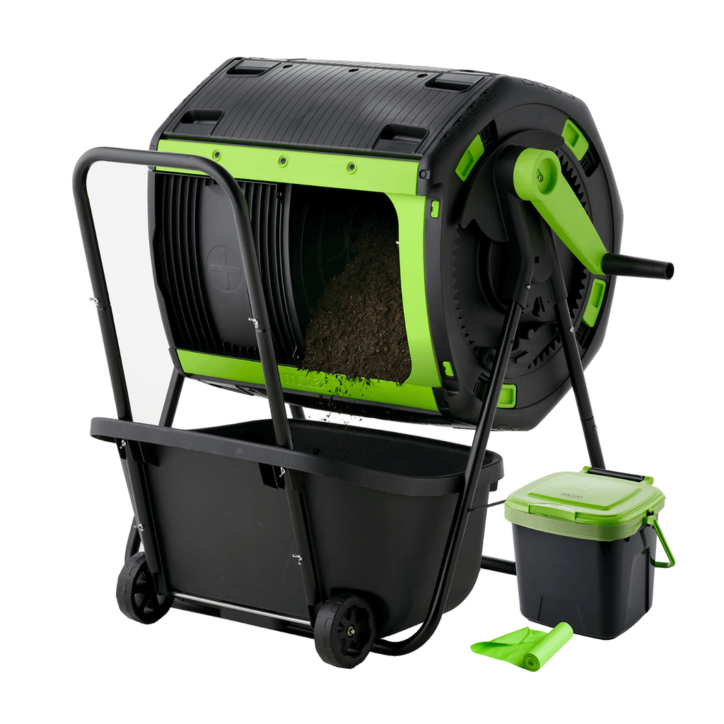 Maze 180L 2 Compartment Geared Compost Tumbler – Vertical Gardens Direct