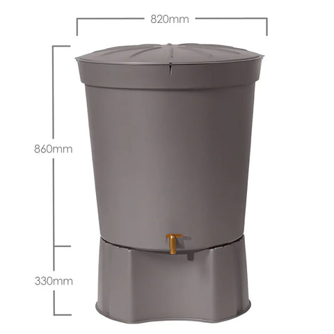 Gray Lanzarote MiniTank with dimensions on a white background

