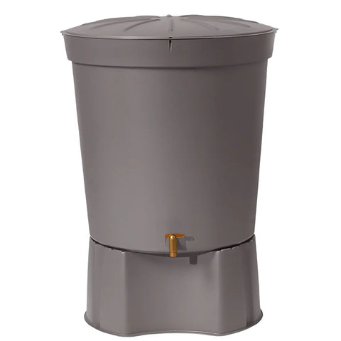 Gray 300L Lanzarote MiniTank with a  tap on a white background

