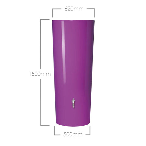 Purple 2in1 MiniTank with dimensions labeled on a white background