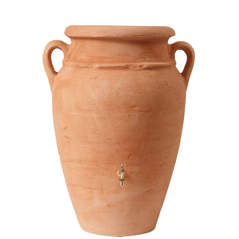 Terracotta 360L Antique Amphora MiniTank water container with handles and a spigot on a white background

