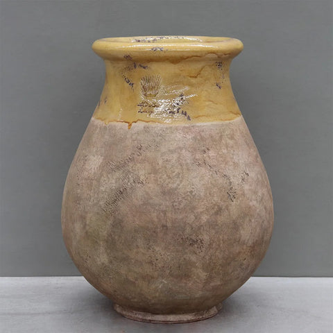 Aged Honey glazed French Biot jar with antiqued terracotta base