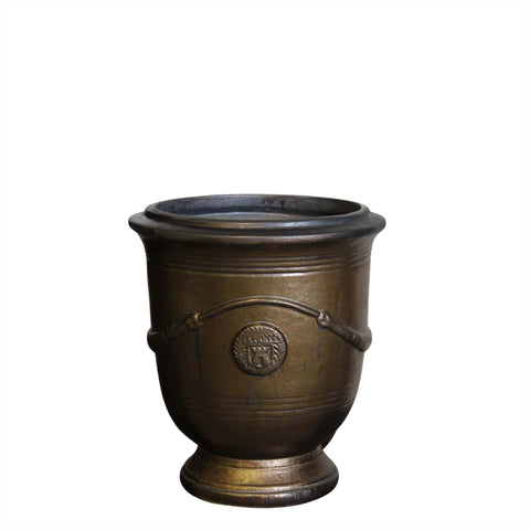 Medium Heavy Metal French Style Glazed Urn