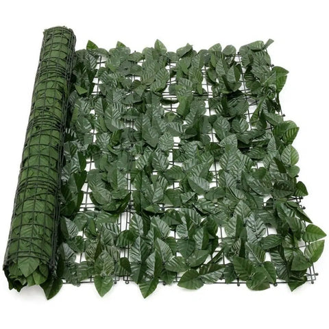 Artificial Peach Leaf Ivy Hedge Screen 3m x 1m Roll Outdoor UV Stabilised