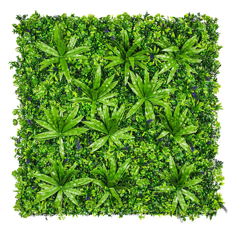 Artificial Lavandula Green Wall Panel On White Background