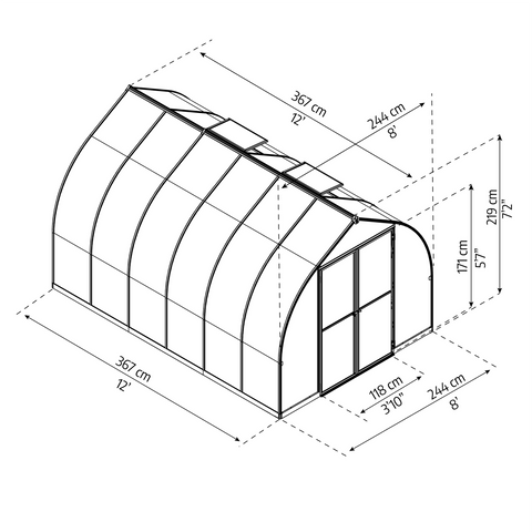 Palram Bella Greenhouse With Dimensions