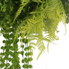 Image of Roof Hanging Disc With Artificial Plants Black Frame 40cm close up faux plants hanging