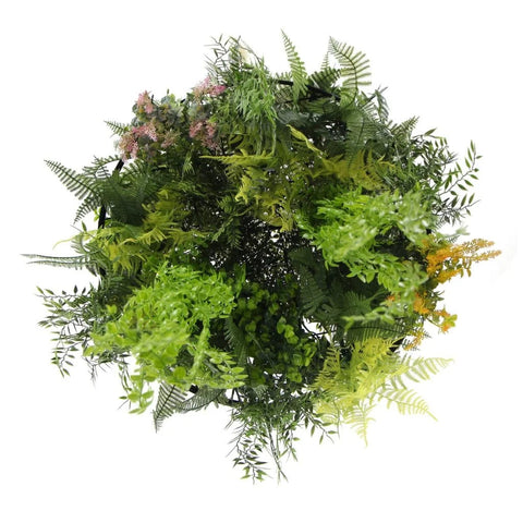 Roof Hanging Disc With Artificial Plants Black Frame 60cm hanging faux pearls draping faux plants