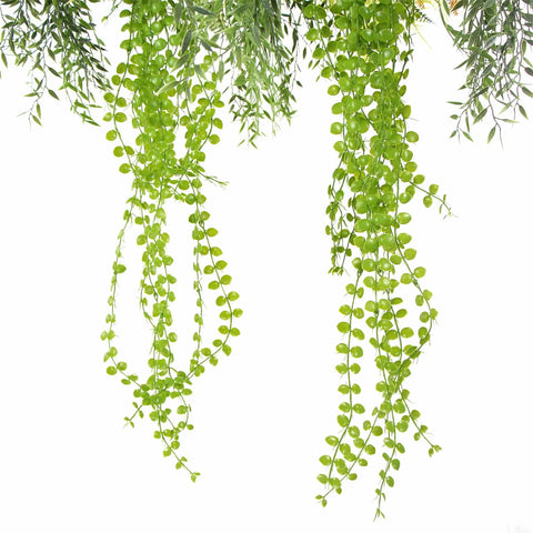 Roof Hanging Disc With Artificial Plants Black Frame 60cm hanging faux pearls