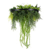 Image of Roof Hanging Disc With Artificial Plants Black Frame 60cm 60cm hanging faux pearls with fake plants